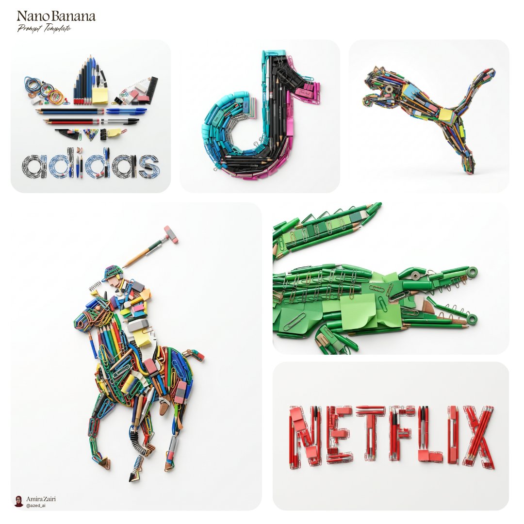 Create an ultra-detailed hyper-realistic 3D render of [logo], built from minimal everyday stationery objects, pens, penc