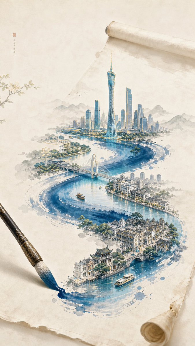 一张 新中式极简东方美学 风格的创意插画海报，整体画面以 宣纸暖白背景 为主，带有极轻微纸张肌理与大面积留白，画面安静、克制、雅致，具有高级东方意境与文化海报气质。

画面中央是一张自然展开的 古朴手工纸卷 / 宣纸长卷，纸张边缘略微卷起，
