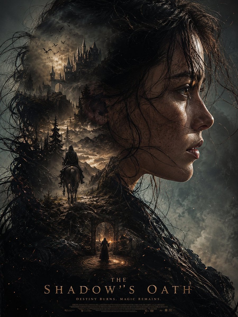 This ultra-cinematic dark fantasy poster is automatically generated using (face and hairstyle from the uploaded referenc