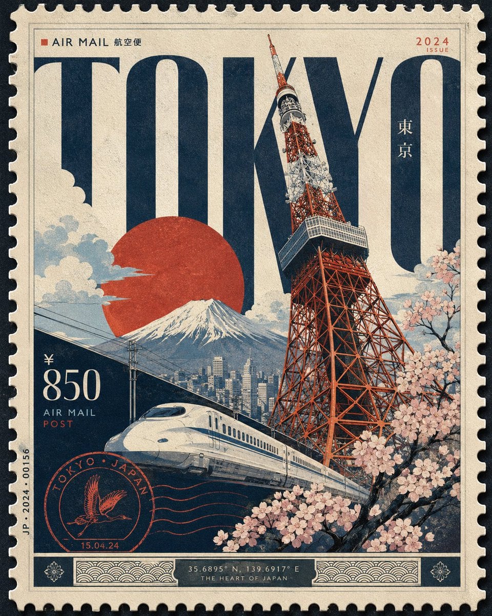 Design a premium 4:5 collectible postal-stamp poster for [CITY], where the entire composition is one monumental luxury p