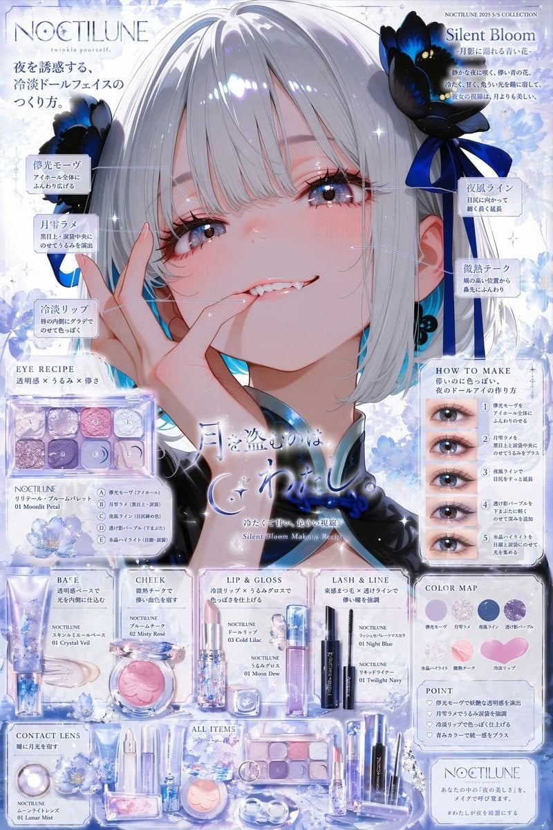 アップロードされた画像のキャラクターを解析し、
そのキャラクターの魅力・世界観・人格性・空気感を最大限に引き出す、
超高密度な「架空コスメブランド広告 × メイクレシピポスター」を制作する。

━━━━━━━━━━━━━━━━━━
【最重要