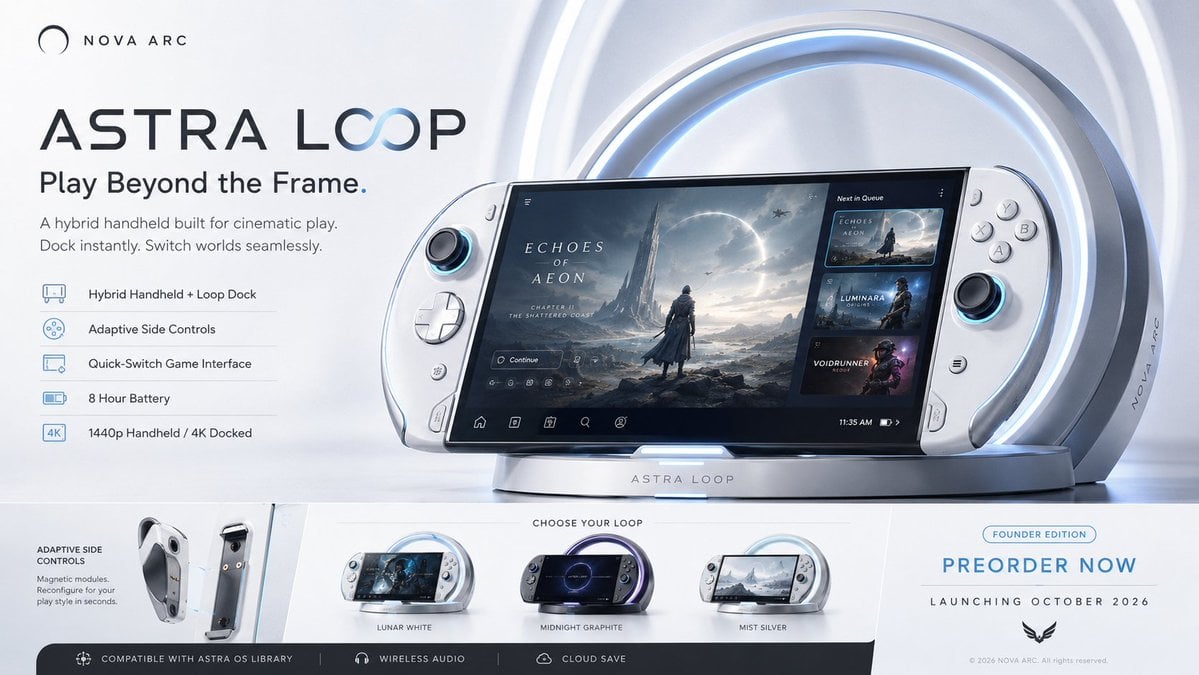 Create a premium, highly believable [Hero Subject: Fictional Console] / [Hero Subject: Handheld Ad] for an imaginary gam