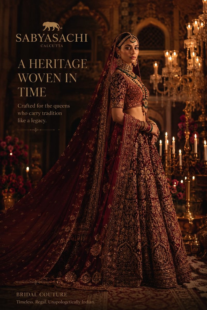 Luxury haute couture bridal fashion campaign inspired by elite Vogue, Dior, Sabyasachi, [Hero Subject: Elie Saab], and h