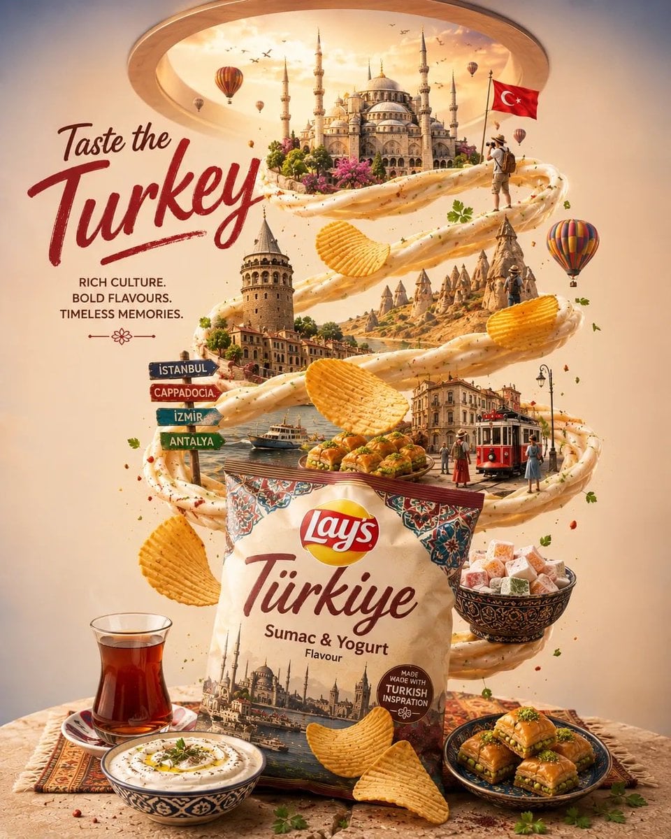 Ultra-detailed premium travel-food advertisement poster for [CITY/COUNTRY], vertical composition, inspired by luxury Lay