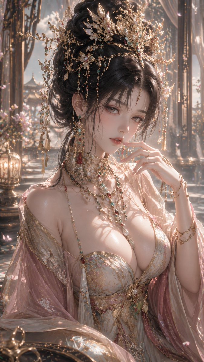 9:16 竖版，高精度 3D CG 东方幻想女性角色人像，3D CG oriental fantasy beauty portrait，anime-style 3D CG character art，semi-realistic 3D ch