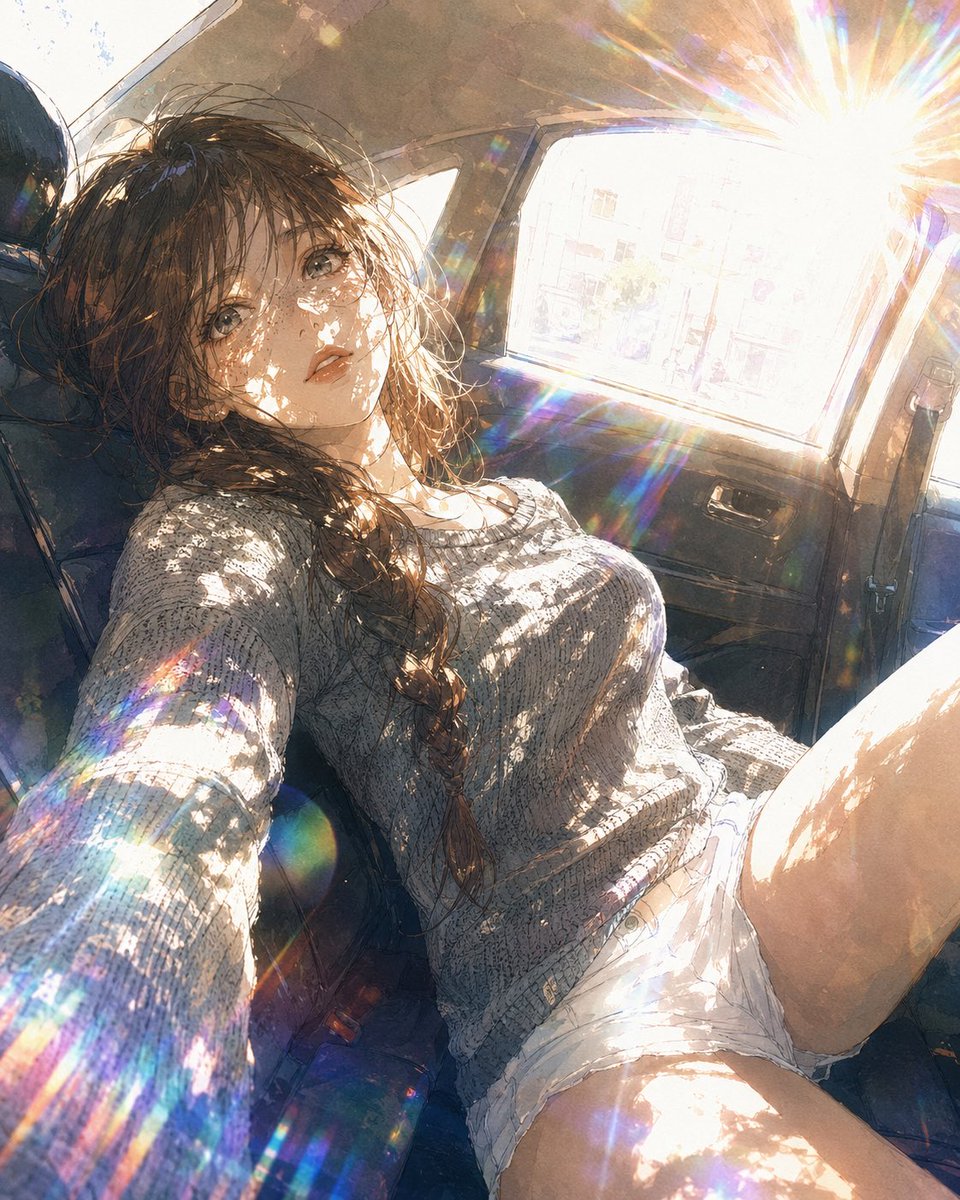 Anime illustration, delicate scratchy ink linework, soft watercolor texture finish, warped wide angle perspective from i