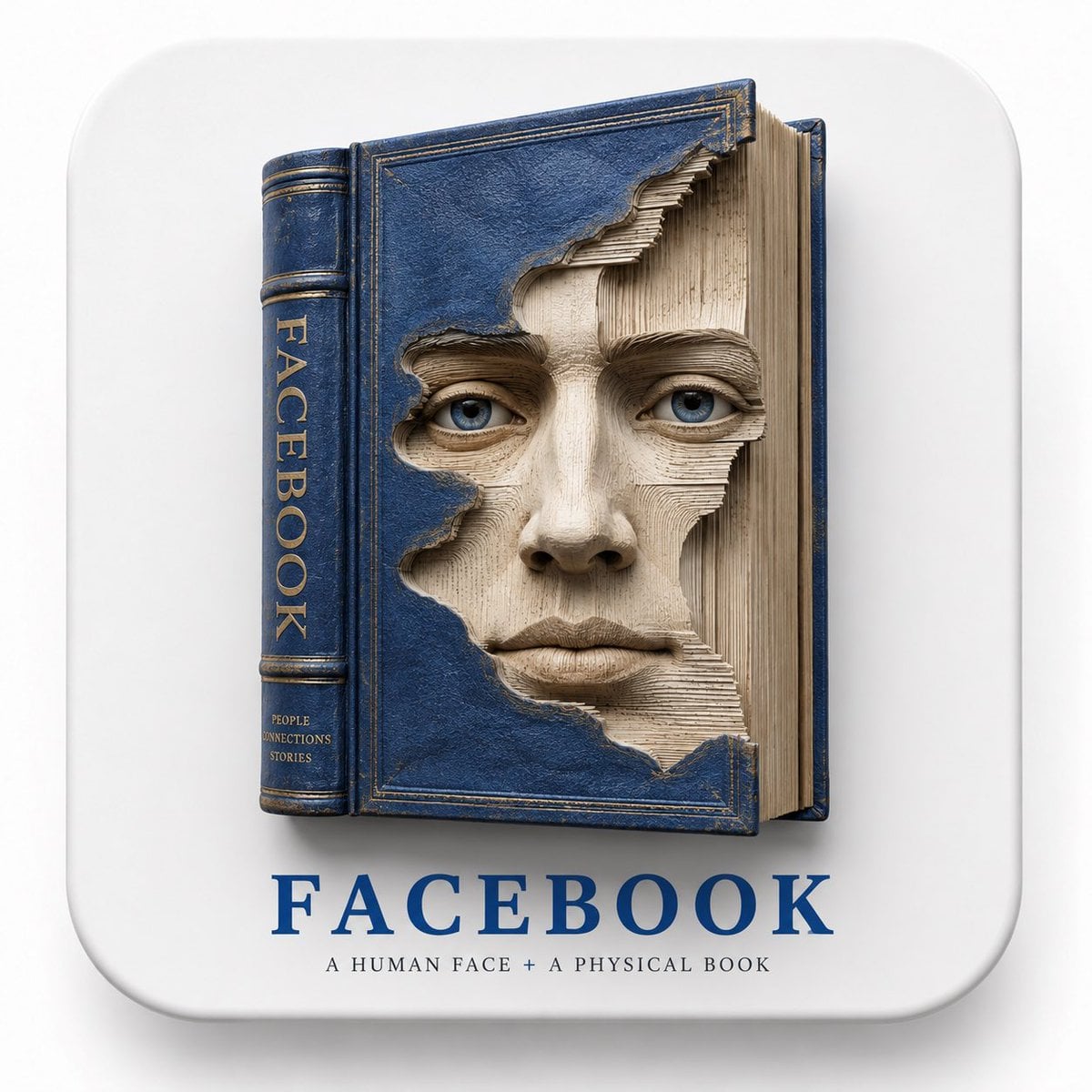 Ultra-premium 3D brand sculpture.

A massive hardcover book standing upright.

From the center of the book emerges a hyp