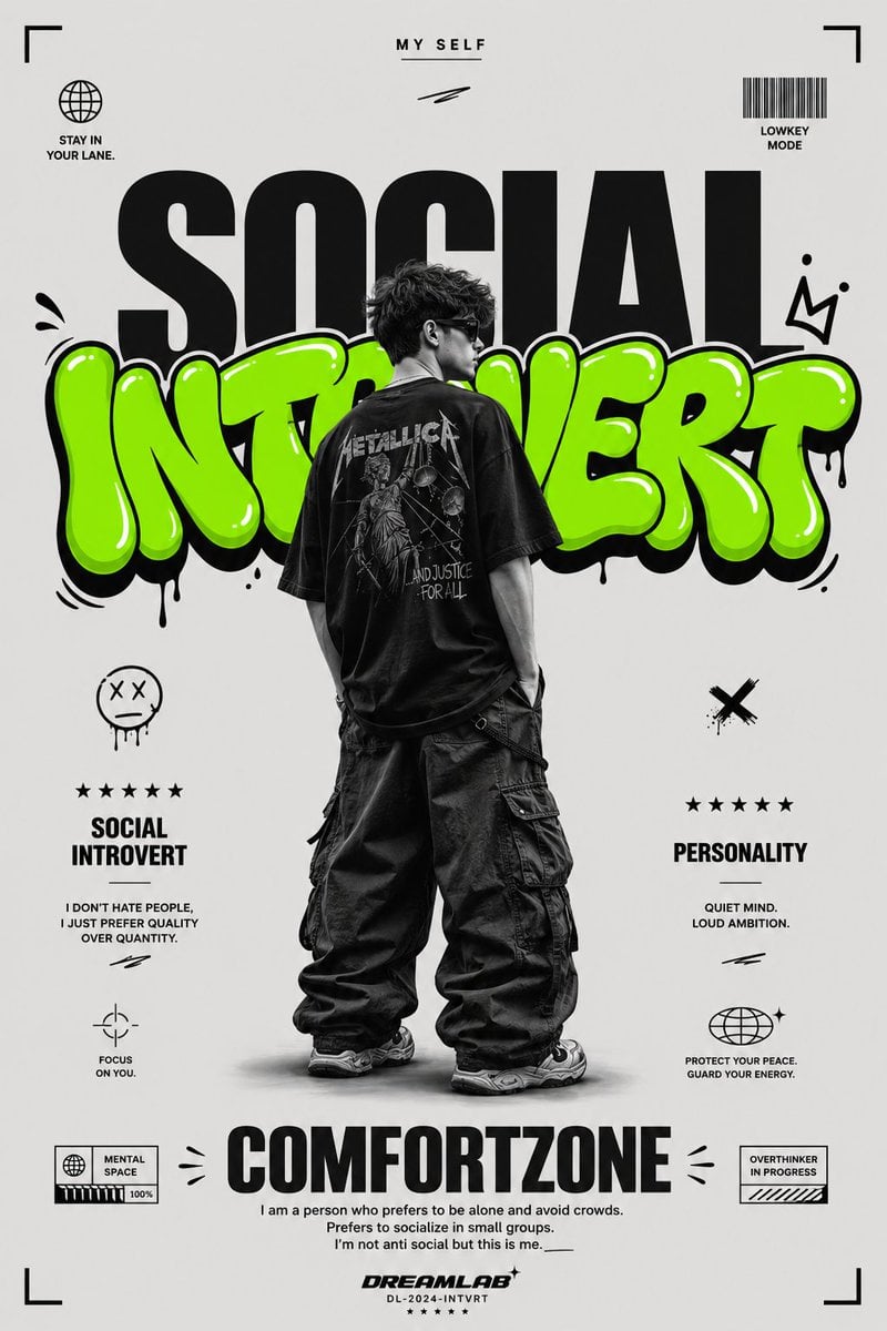 Ultra clean streetwear graphic poster on a minimalist light gray background. Massive bold black typography reading [Camp