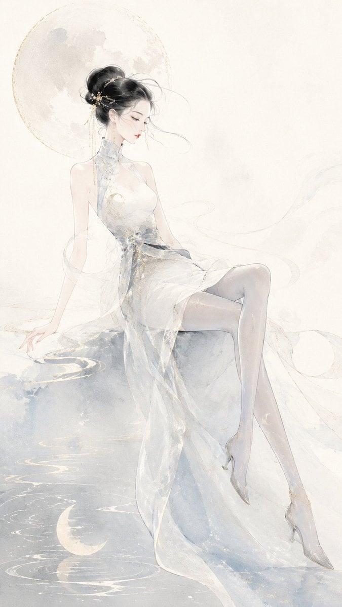 请生成一张 9:16 竖版的原创东方时装插画，主题为[主题名称]。  
整体风格融合：现代东方高定、中国水墨、淡彩水彩、细腻书法式线条、宣纸留白、高级时装海报感。  
画面气质要[气质]。

【1. 人物设定】  
主体是一位修长优雅的东方