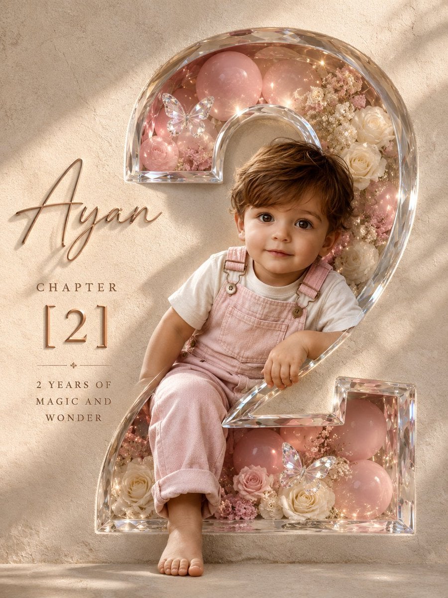Professional luxury birthday poster, 3:4 portrait composition, ultra high-end studio photography aesthetic, premium off-