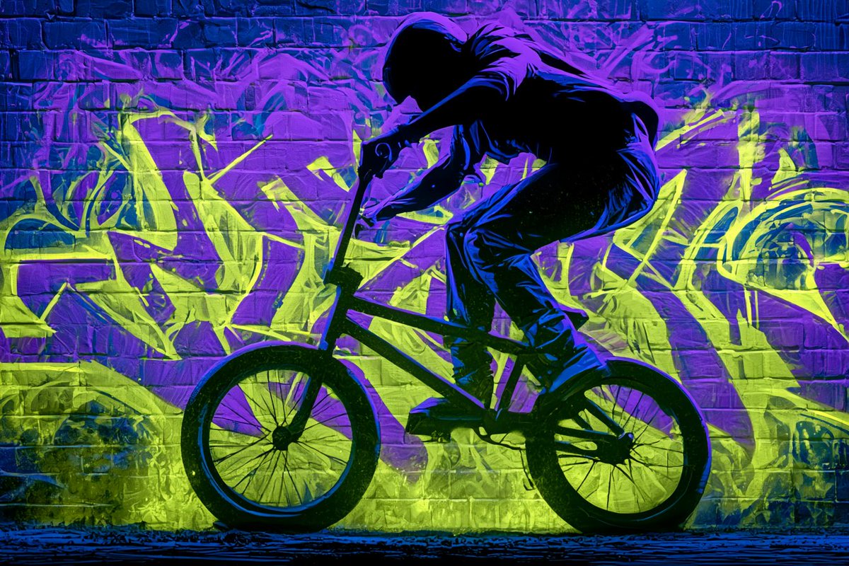 An urban graffiti glow silhouette of [Subject], with a bold outline against a backdrop of vibrant [Color One] and [Color
