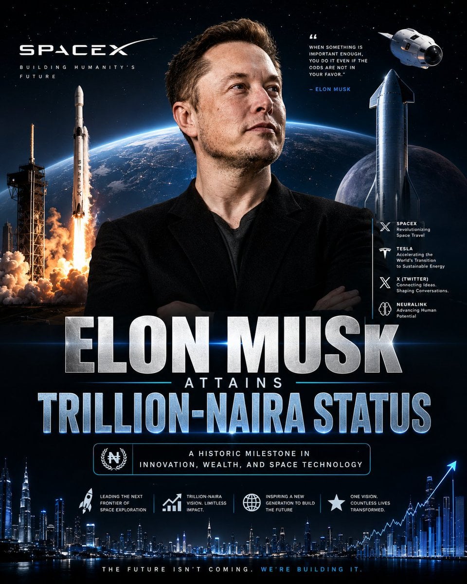 Create a bold, cinematic SpaceX achievement poster featuring Elon Musk as the main subject. [Hero Subject: Show Elon Mus