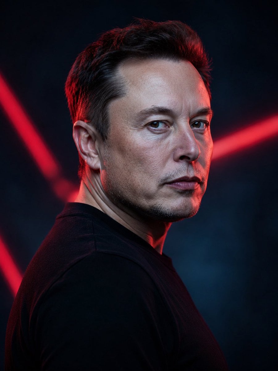 Ultra-realistic cinematic studio portrait, upper-body close-up, subject looking over their shoulder directly at the came