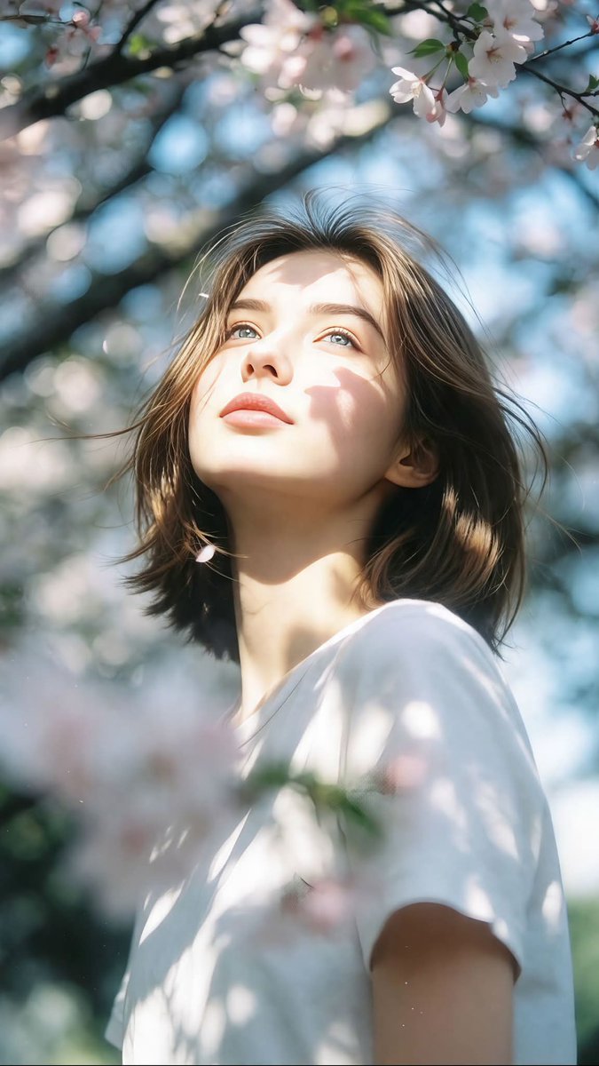 Ultra-realistic cinematic portrait photography. Vertical 9:16 composition. Low-angle shot looking upward toward the face