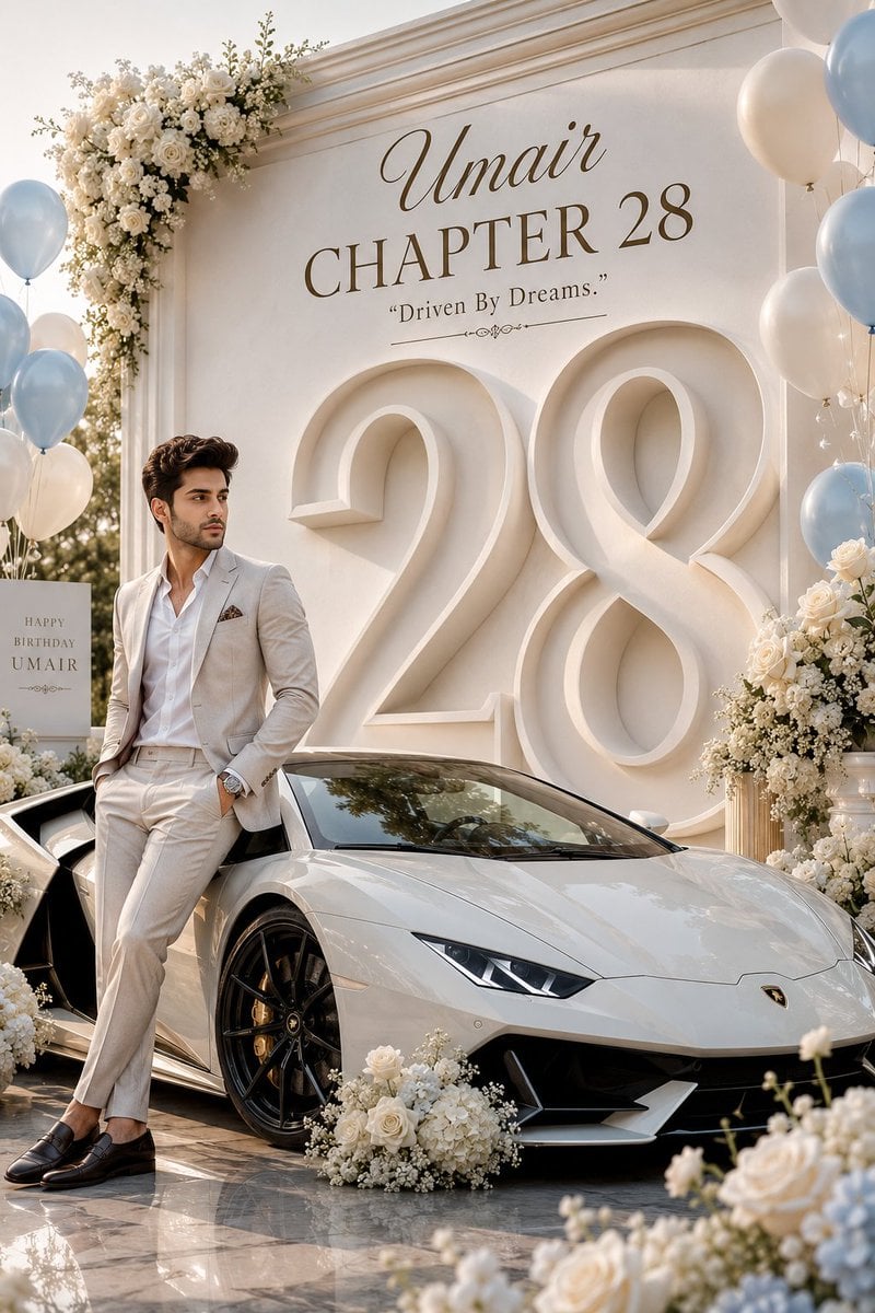 Create an ultra-luxury birthday milestone poster featuring a giant 3D number "[Age]" deeply carved into a premium ivory-