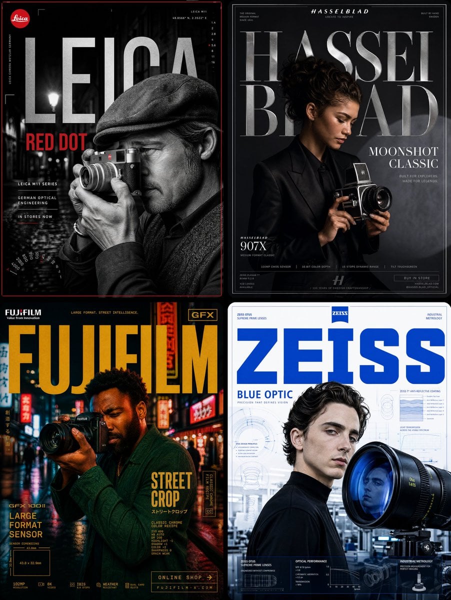 [Brand Name: Leica Camera] × [Hero Subject: Brad Pitt] — [Campaign Name: RED DOT]
FORMAT: Ultra-Premium Optics SMM Poste