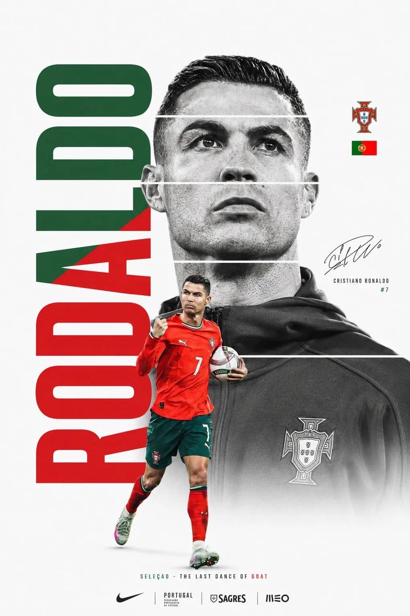 Create a premium FIFA World Cup poster design featuring a legendary football superstar. Minimalist white background with