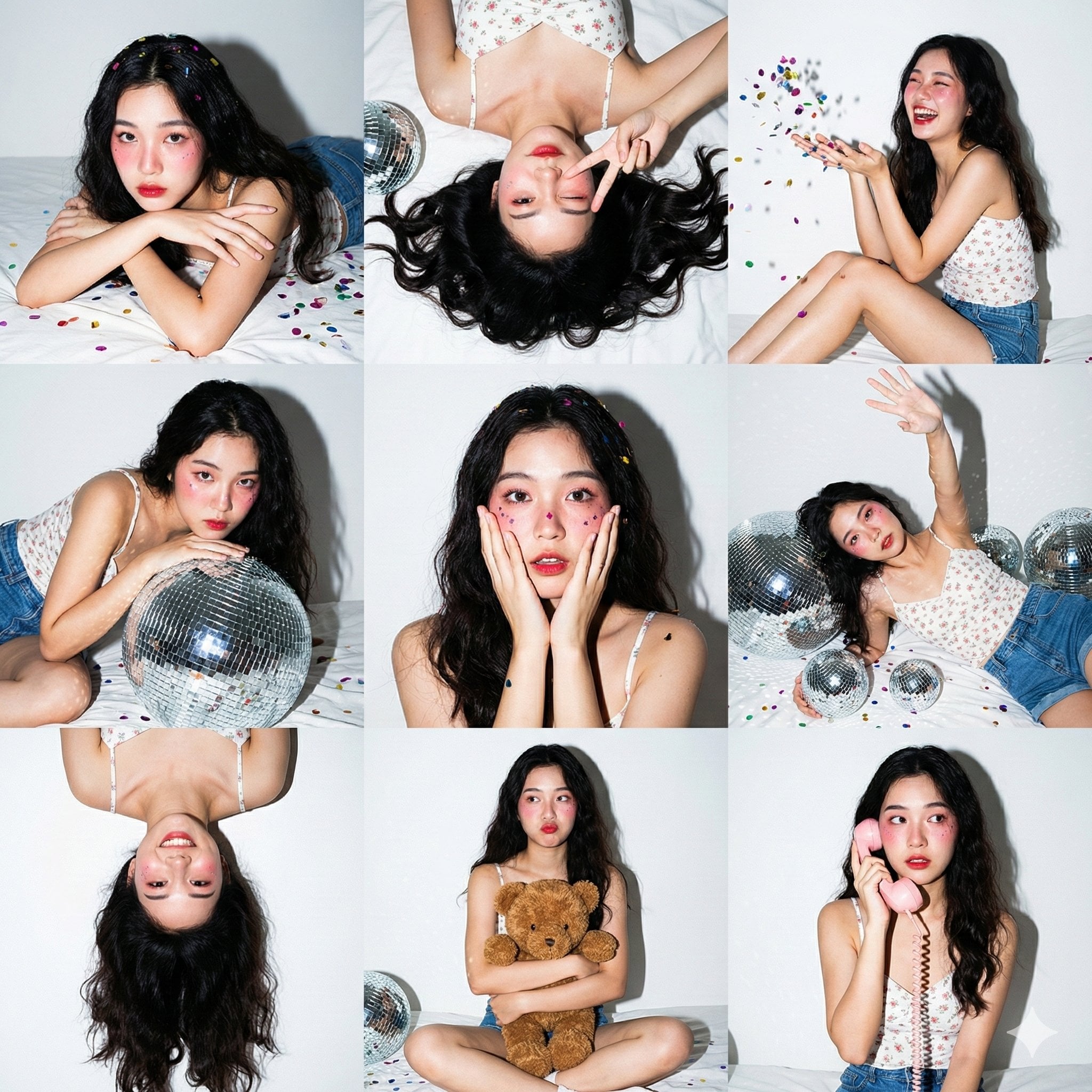 3x3 Photo Collage / 9-Panel Grid.", "layout": "Nine vertical portrait images arr…