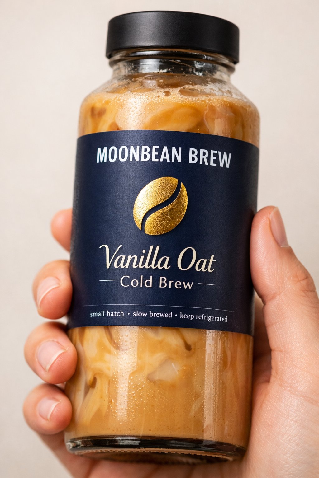 A tight close-up commercial product photo of a premium [PRODUCT TYPE] labeled “[…
