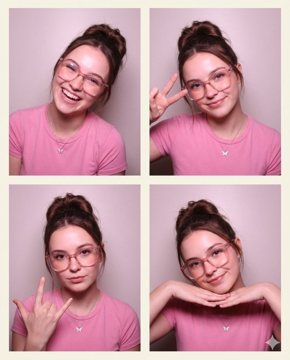 { "image_request": { "format": "4-panel collage", "style": "Realistic portrait",… (1)