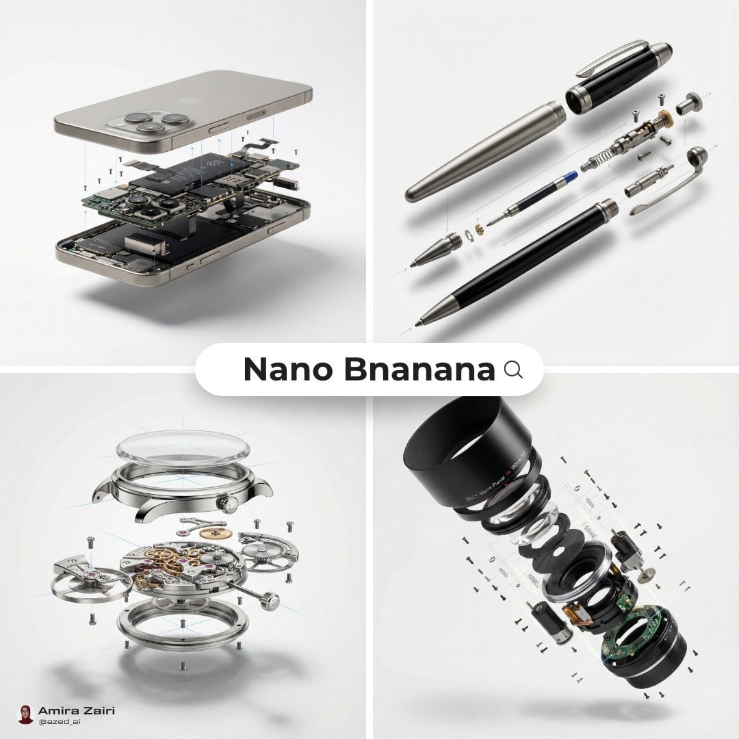 Nano Banana Pro 提示词分享 使用这个提示词创建爆炸图,展示内部机械结构 👇 https://t.co/jd2WNCoSRk