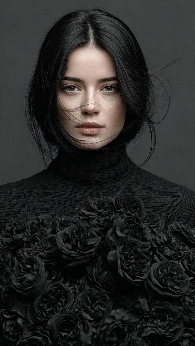 { "Objective": "Create a cinematic fine-art portrait with gothic elegance and hi…