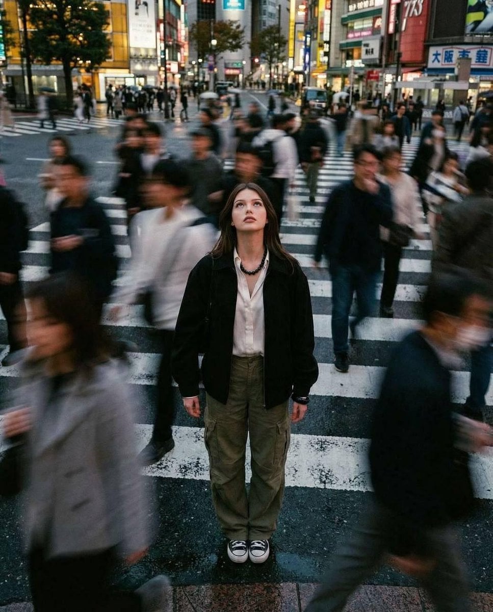 Cinematic street photography capturing a moment in motion with a crowd blur effe…