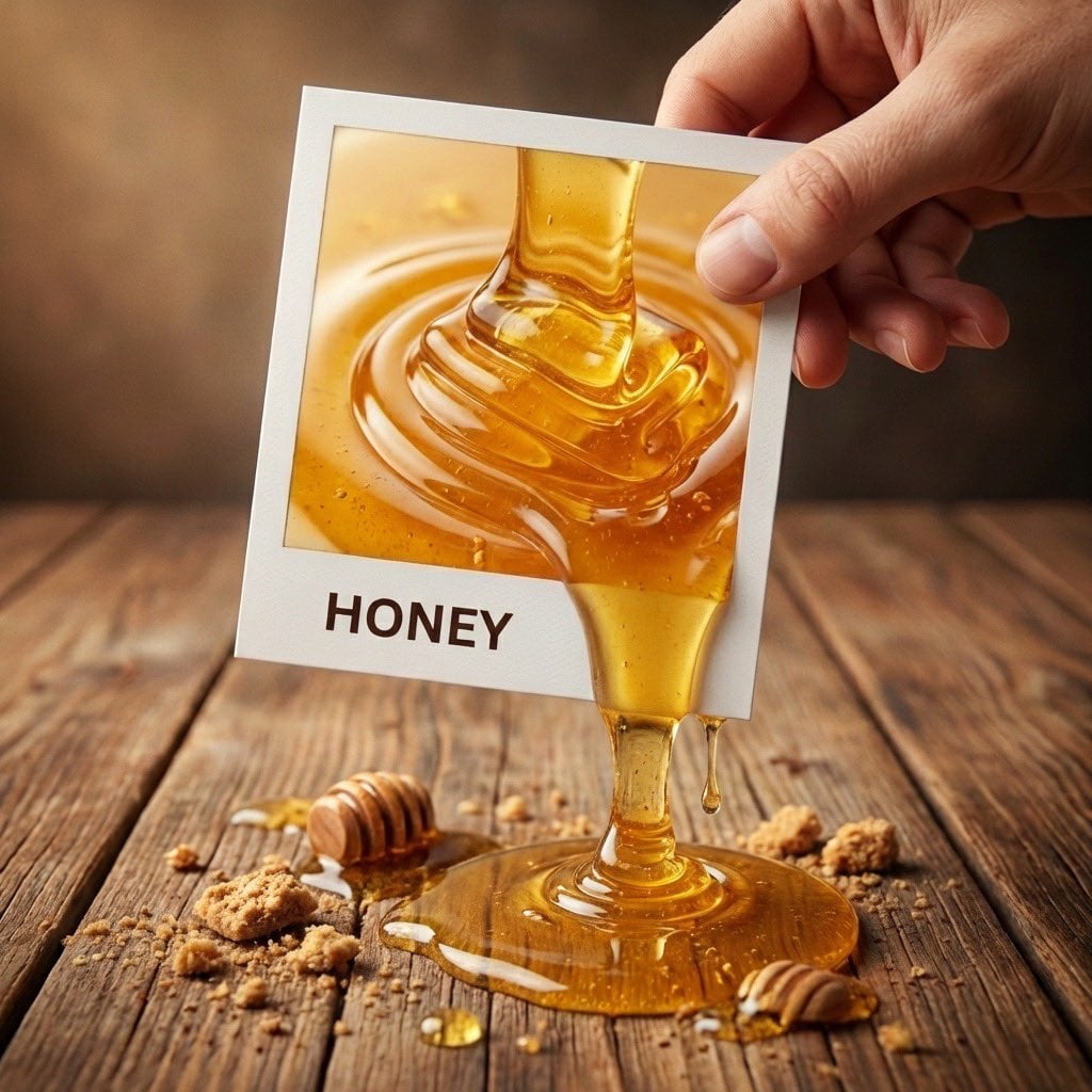 A hyper-realistic 3D photo concept showing a hand holding a square polaroid phot…