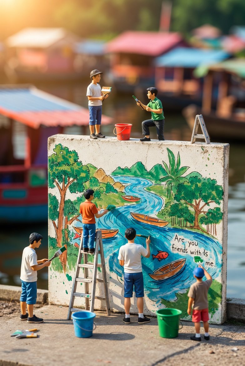 { "scene": { "description": "Artistic miniature diorama of youthful figurines co… (2)