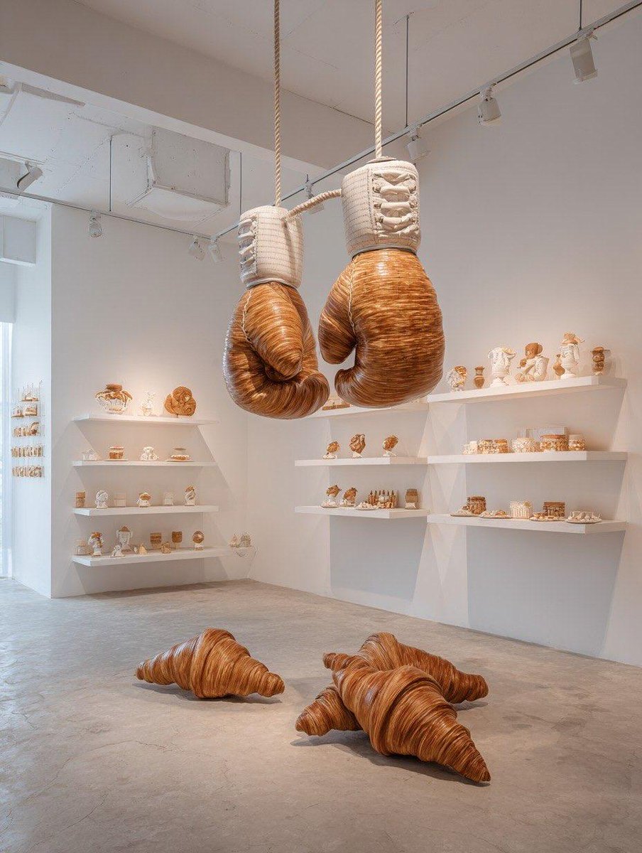 { "scene": "Minimalist white contemporary art gallery", "environment": { "floor"…