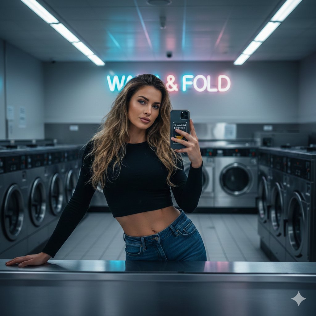 ✨ Ultra-Realistic Mirror Selfie Vibe 🇺🇸🧺 If you step into a modern American l…