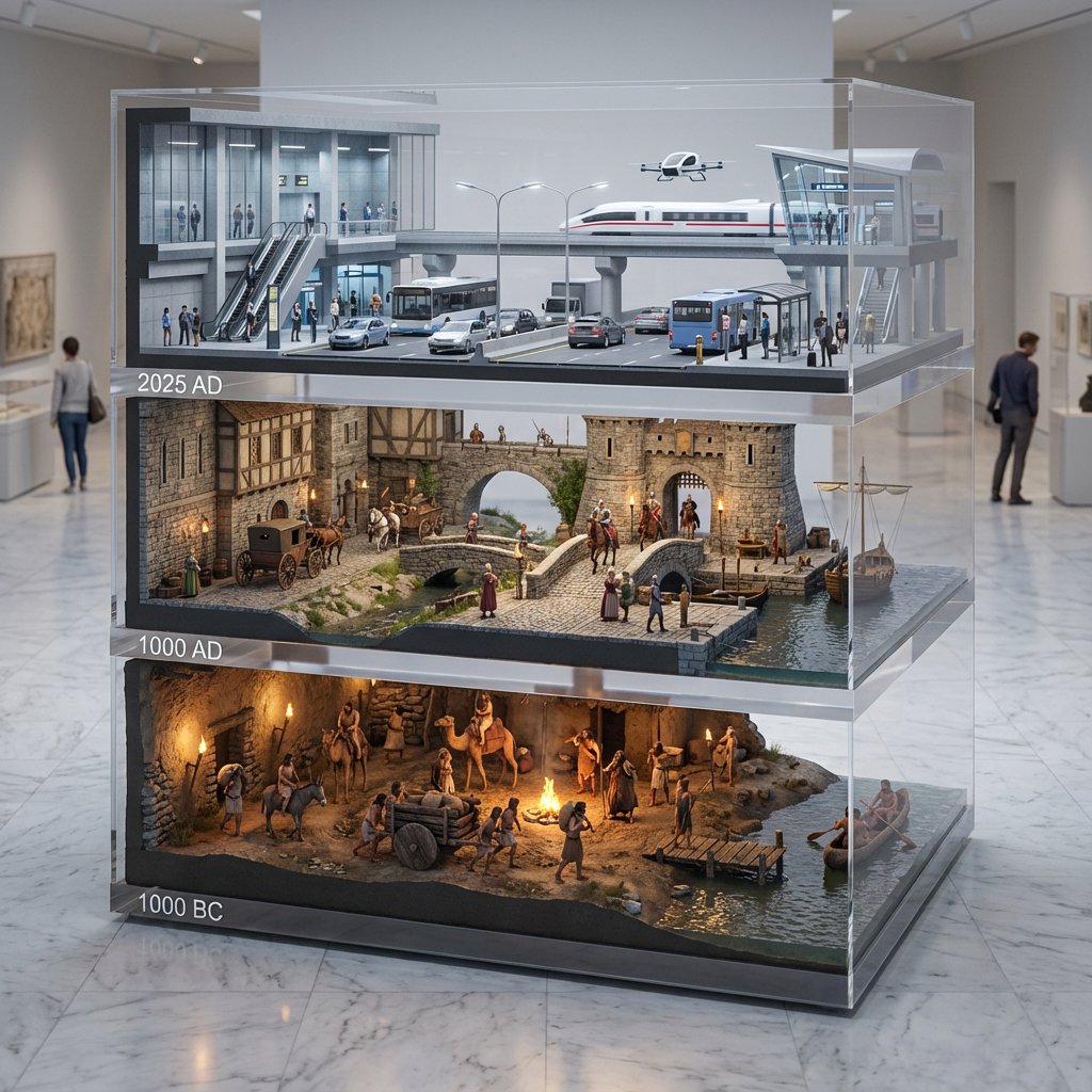 Cinematic, hyper-realistic. A stacked depth composition of ultra-detailed 16K 3D…