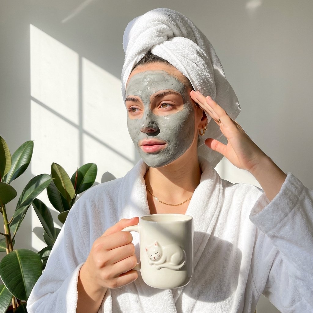 { "image_generation": { "subject": { "description": "young woman enjoying a calm…