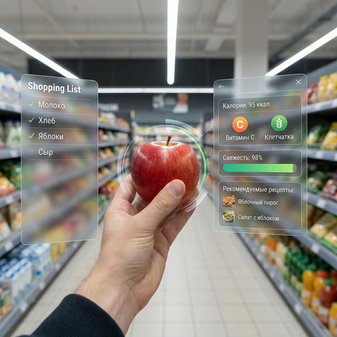 First-person perspective inside a brightly lit supermarket aisle. Realistic huma… (2)