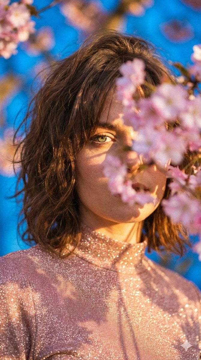 { "image_prompt": { "main_description": "Poetic cinematic close-up portrait of a… (4)