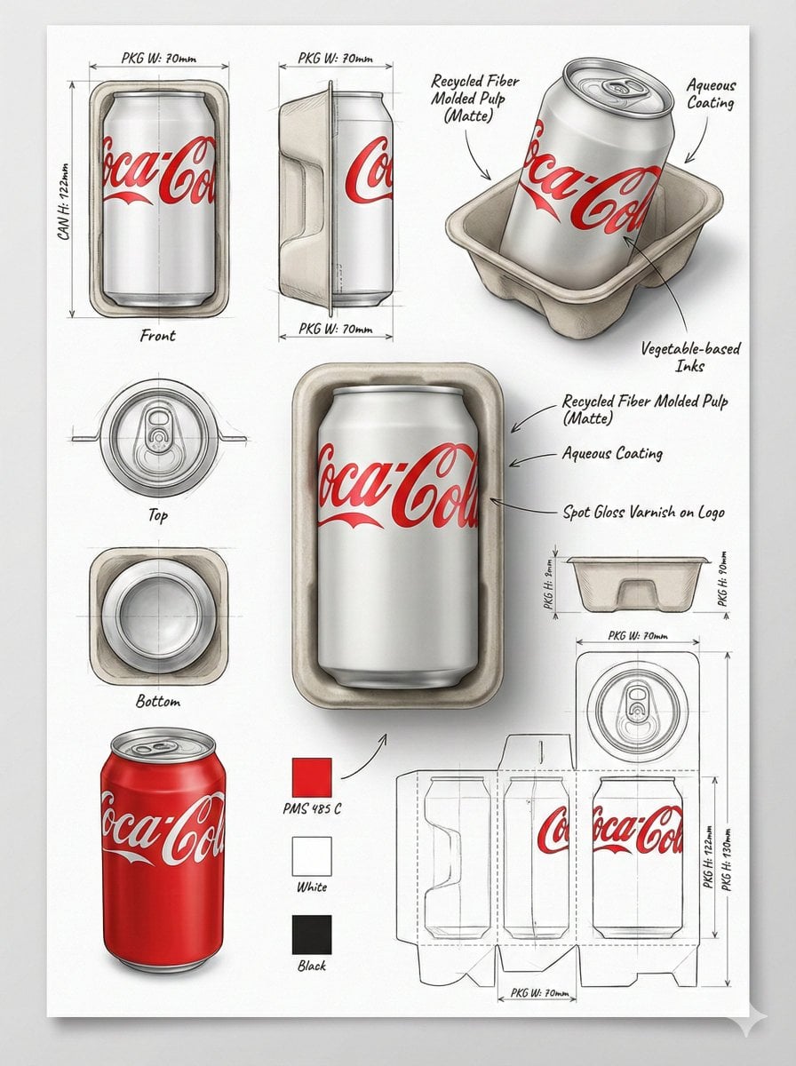 Using the attached image, create a professional industrial packaging design illu…