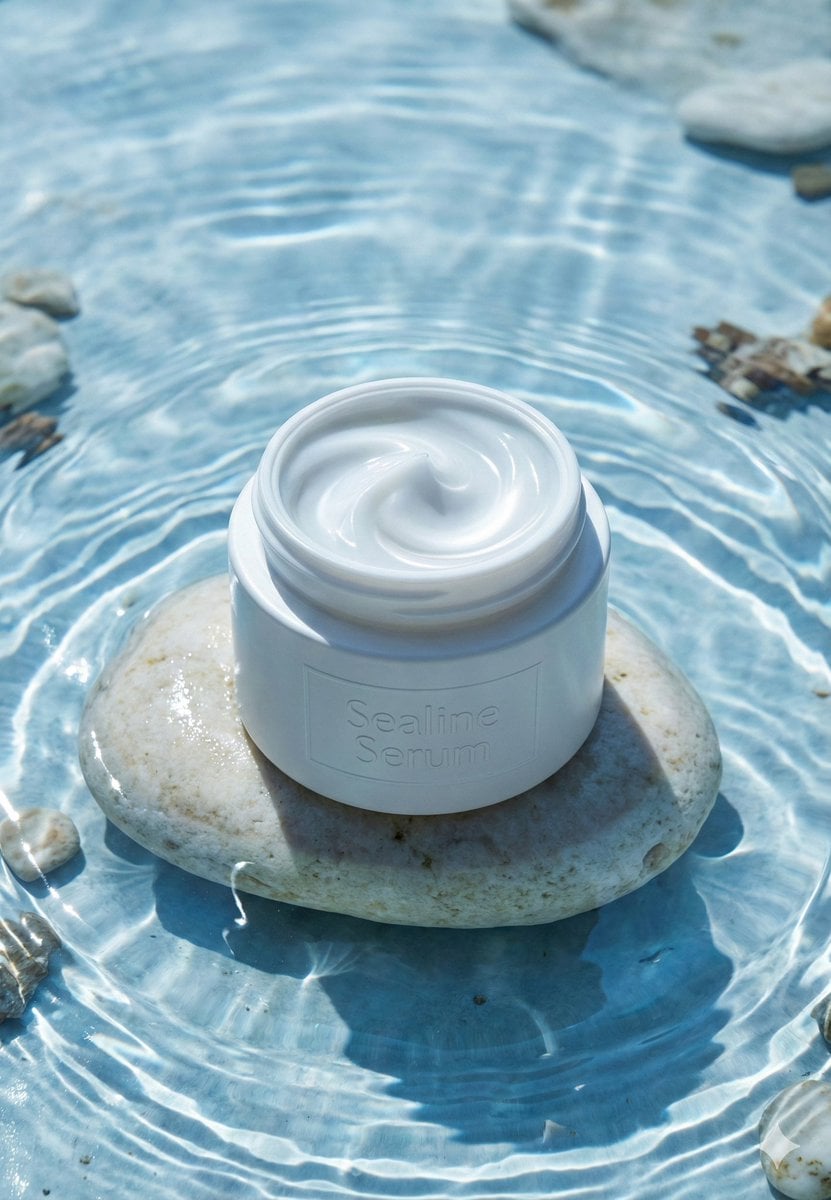 { "prompt": "A premium minimalist skincare product photography scene featuring a… (2)
