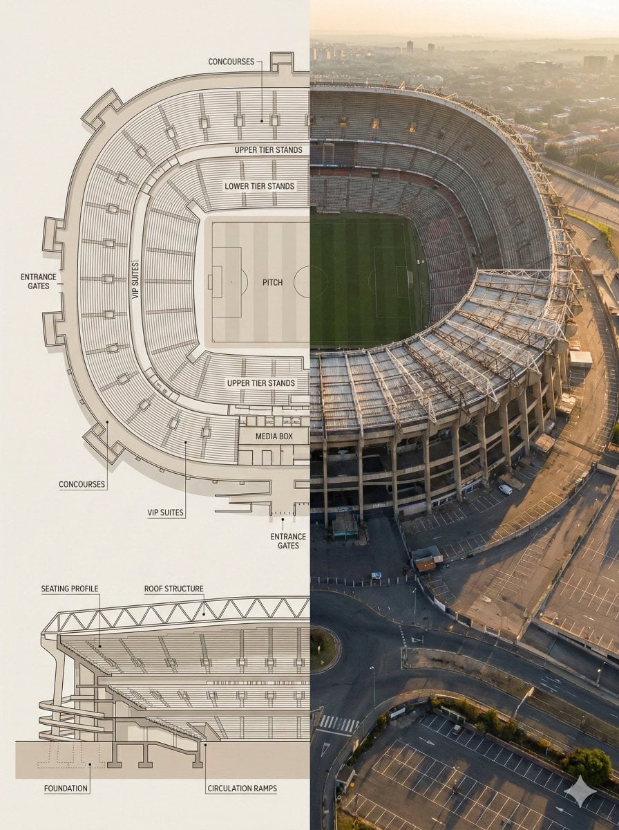Split composition image, left and right halves clearly divided in 16:9 widescree…