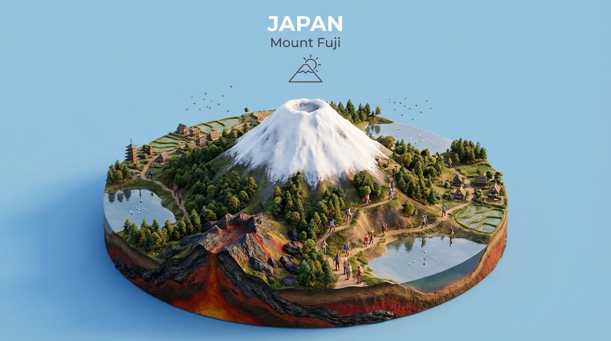 Create an isometric miniature 3D diorama highlighting the natural landmark [NATU…