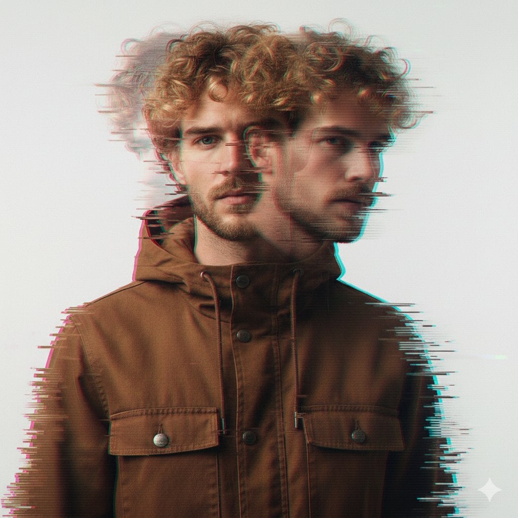 A double exposure, long exposure editorial photograph of a man Use image for fac…