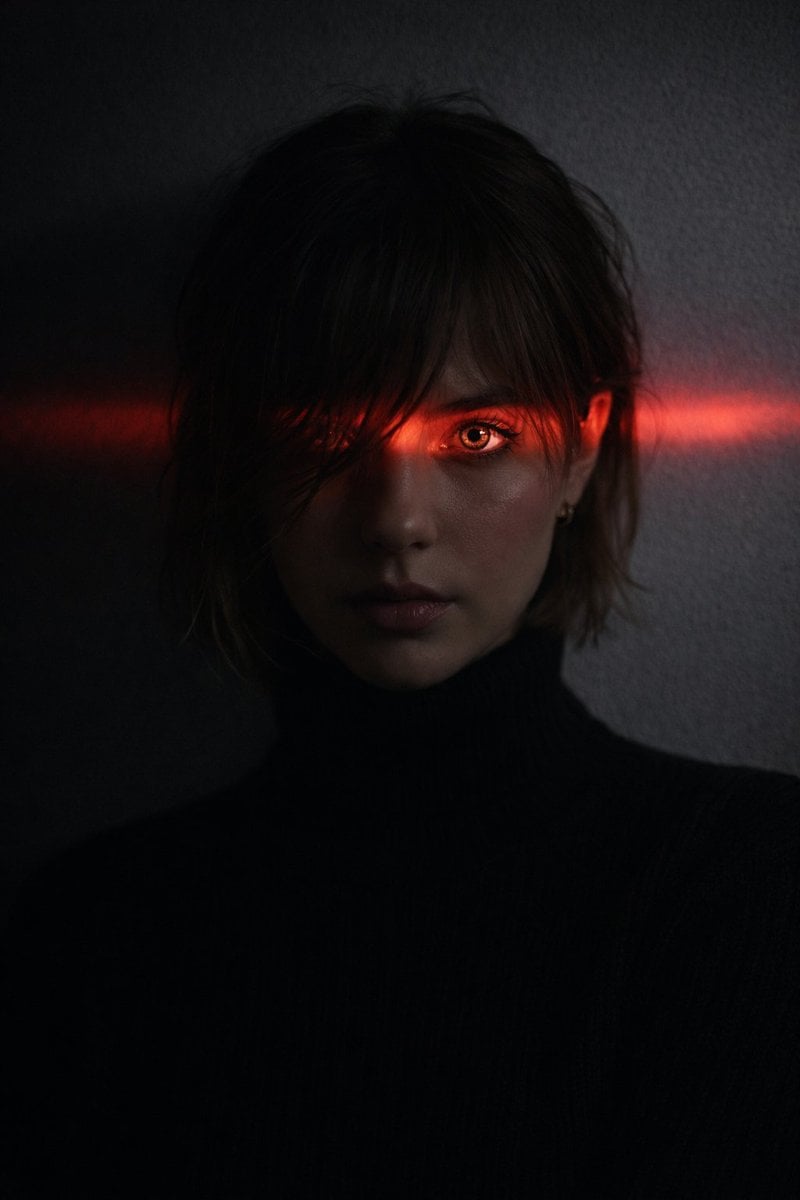 Ultra-realistic dramatic portrait of a man or woman (from uploaded image), messy…