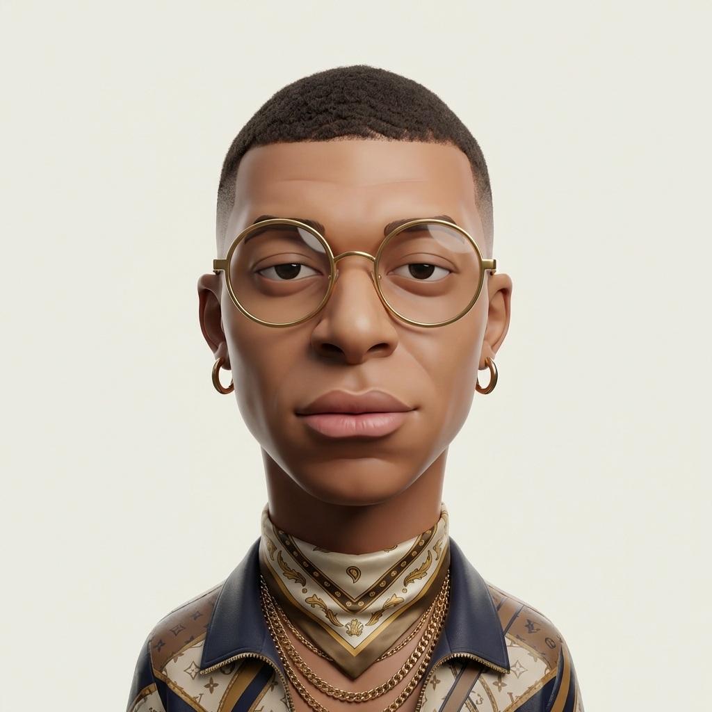 Create an exaggerated stylized 3D caricature character portrait with strong inte… (3)