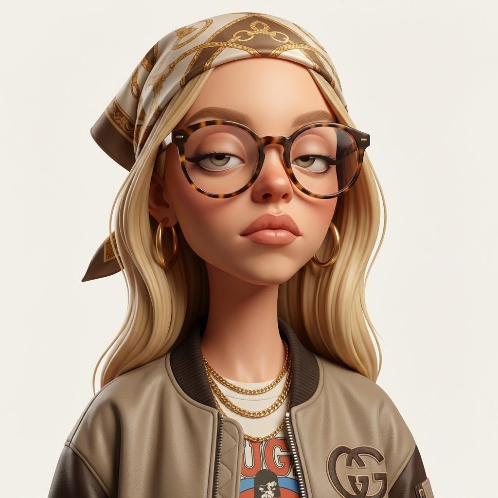 Create an exaggerated stylized 3D caricature character portrait with strong inte… (4)