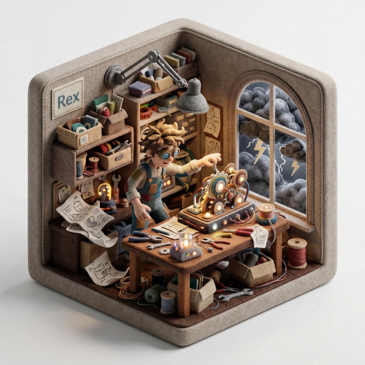 Create a 3D isometric diorama illustration of an original character named [CHARA… (3)