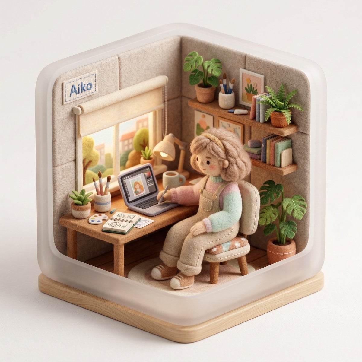 Create a 3D isometric diorama illustration of an original character named [CHARA… (4)