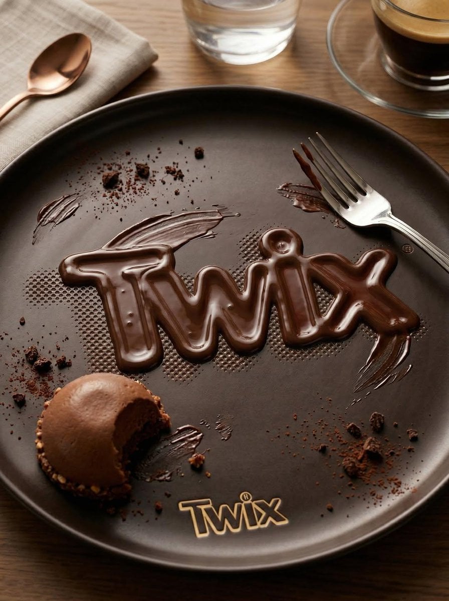 Transform the uploaded logo into a realistic dessert scene where the logo silhou… (2)
