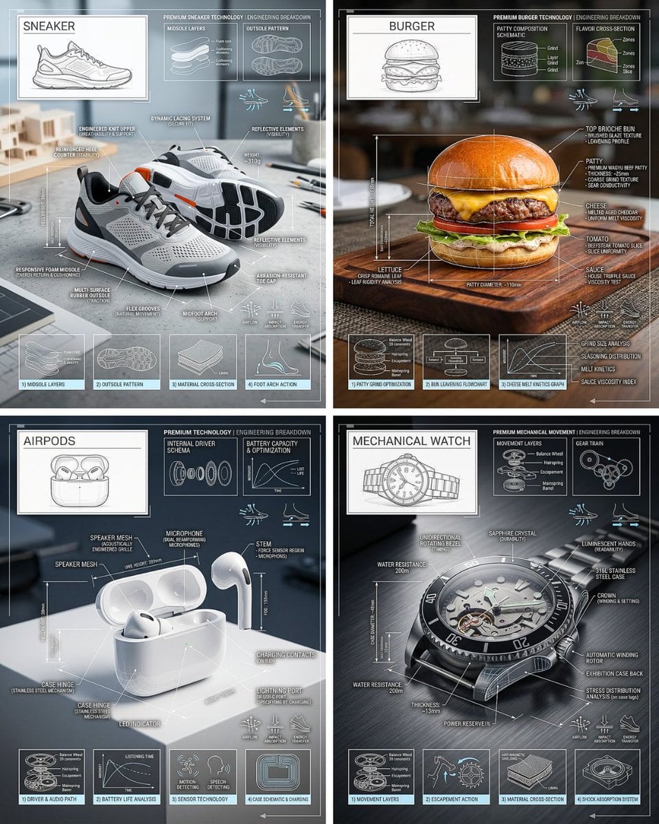 Premium technical infographic of [OBJECT]. Use the reference image only to under…
