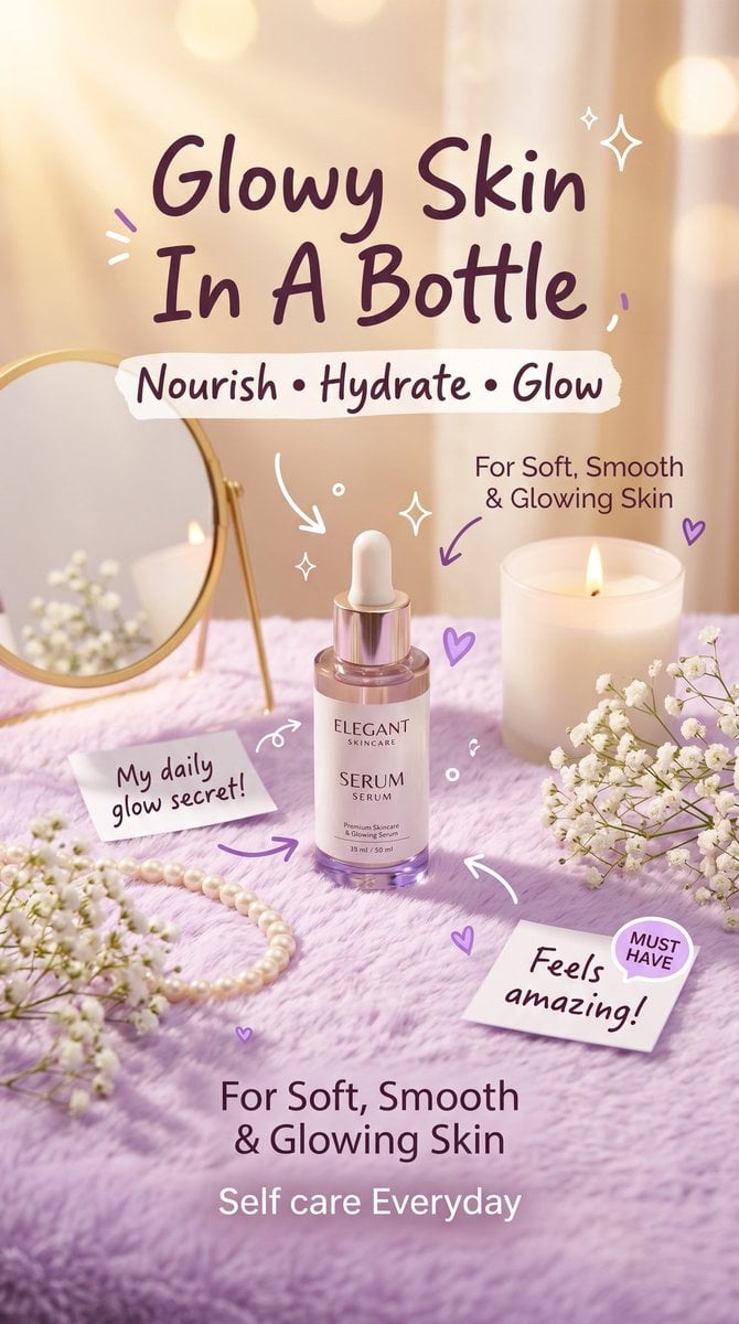 Luxury aesthetic skincare advertisement,soft pastel background, warm golden sunl… (2)