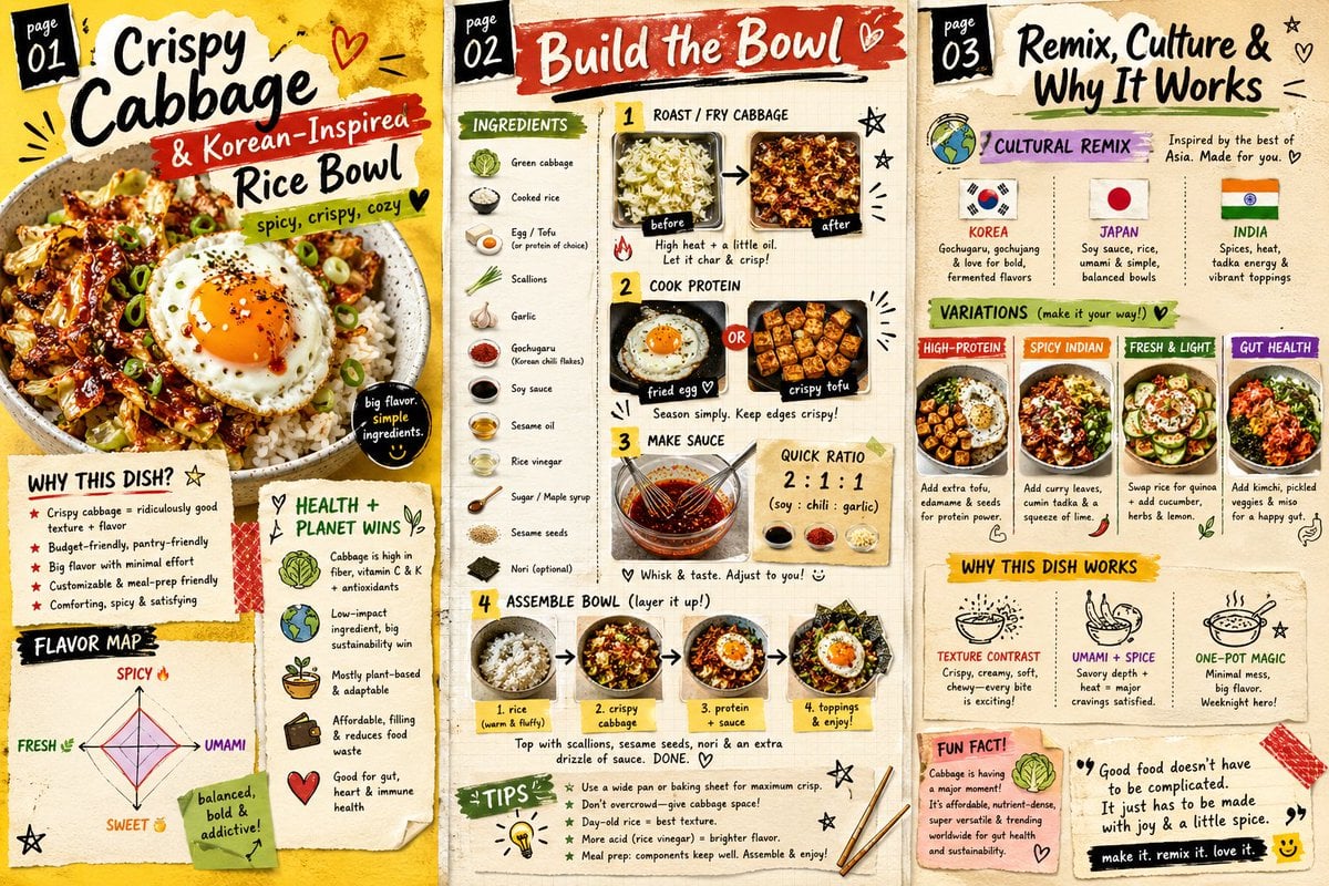 A sleek, modern 3-page editorial food magazine spread shown as three vertical pa…