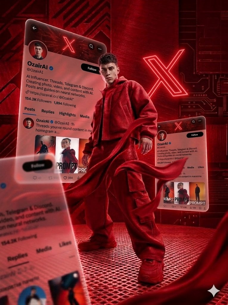 A cinematic, high-energy digital art piece in a monochromatic crimson red color …